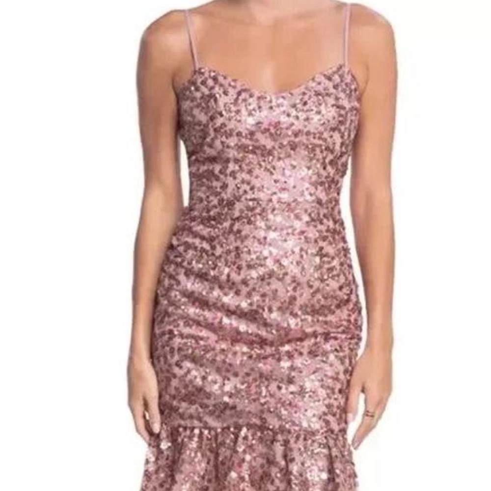 Dress the Population, Pink Sequin Dress, Size L